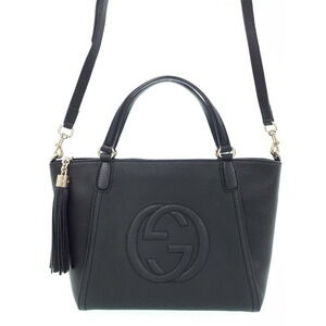 Gucci Soho grained leather top handle bag 2way tote shoulder bag